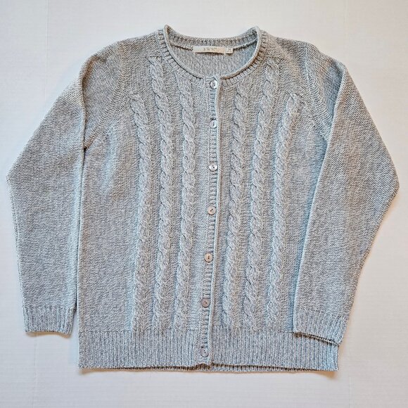 Edinburgh Woollen Mill (EWM) Gray/White Button-down Cardigan, women's M (14-16) - Picture 4 of 8